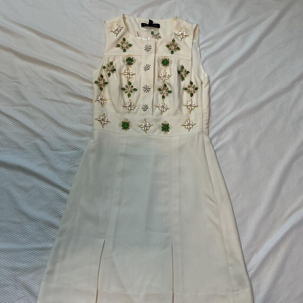 Banana-republic Women's Cream and White Dress